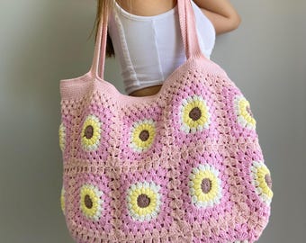 Handmade Crochet Boho Tote Bag: Eco-Friendly Beach Shoulder Bag