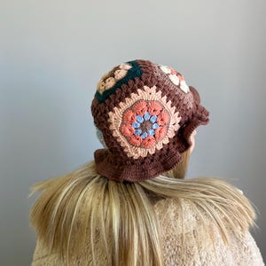 Handmade Granny Square Crochet Bucket Hat: Winter Beanie