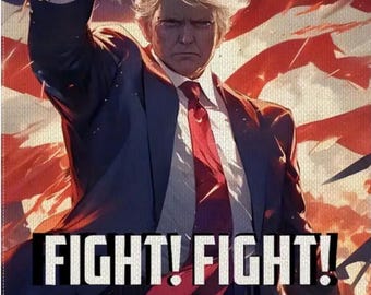 Trump Fight Garden Flag | Stand with Trump 2024 | Heavy Duty Burlap Trump Flag | Fight Fight Fight | MAGA Flag | Trump Supporter Flag