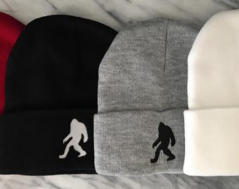 Sasquatch Beanie | Bigfoot Knit Beanie | American Sasquatch knitted Hat | Sasquatch Believer Gifts | Bigfoot Christmas | Yeti Winter Hat