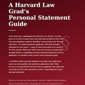 Harvard Law Grad's Personal Statement Guide – Writing Blueprint, Essay Template (Digital Download)