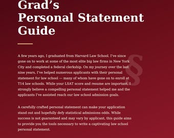 Guía para la redacción de la declaración personal de los graduados de la Facultad de Derecho de Harvard: Plan de redacción, plantilla de ensayo (descarga digital)