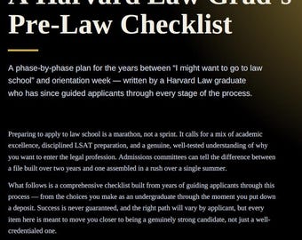 A Harvard Law Grad's Pre Law Checklist