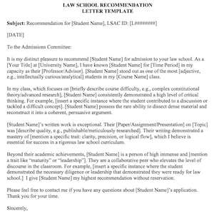 Law School Recommendation Letter Template