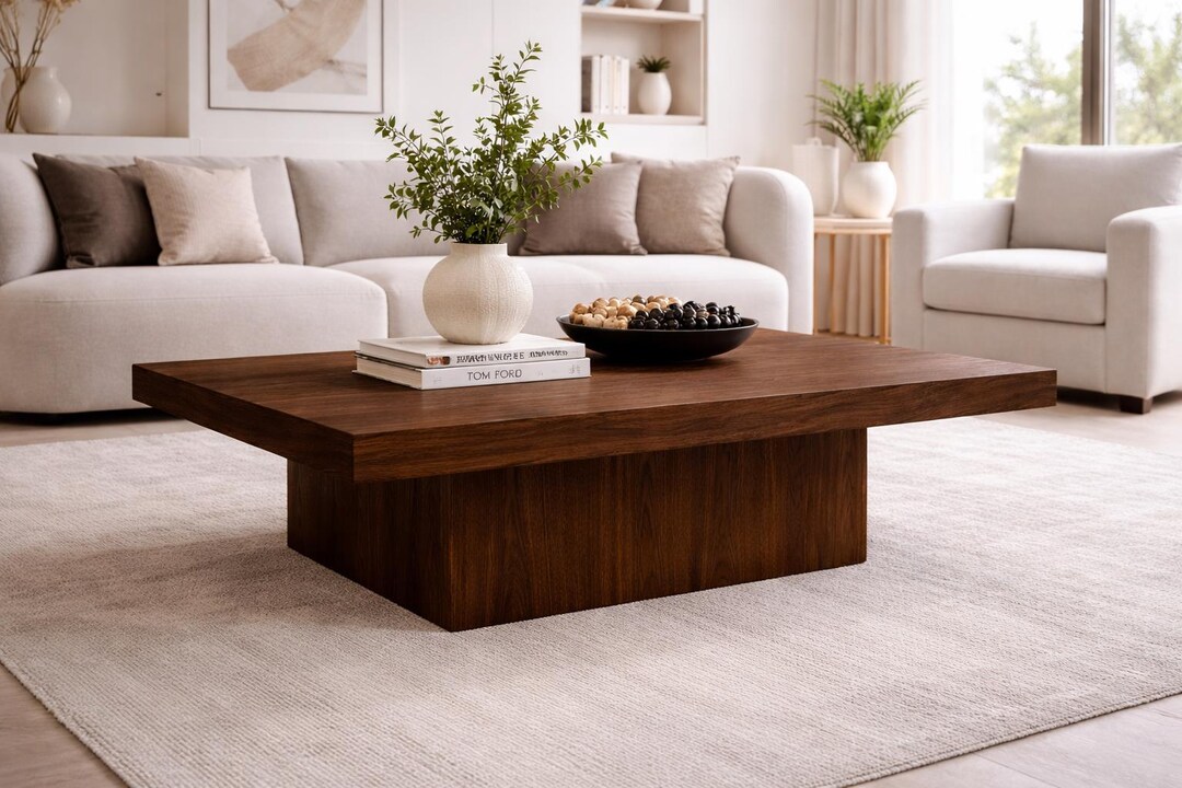 Solid Black Walnut Coffee Table – Handcrafted Modern Living Room Table ...