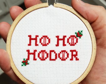 Patrón de punto de cruz con adorno de GoT de Ho Ho Hodor, súper simple y lindo