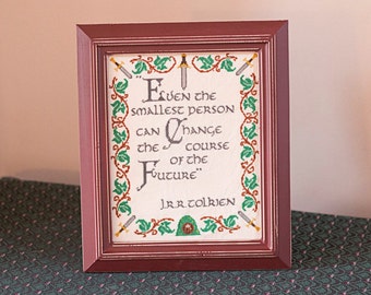 Lord of the Rings "The Smallest Person" Hobbit Sampler - COMPLETED STITCH