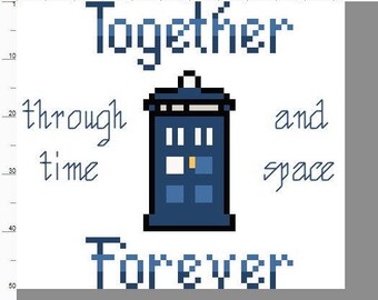 TARDIS - Juntos para siempre a través del tiempo y el espacio - Doctor Who Cross Stitch Pattern Descargar