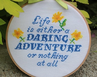 Life is Either a Daring Adventure or Nothing at All - Helen Keller Cross Stitch Pattern Download - Armada Designs Summer Collection 2016
