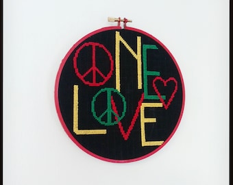 Descarga de patrón de muestra ONE LOVE - Punto de cruz Bob Marley