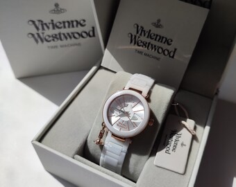 Vivienne Westwood Uhr Weiß Damen Kensington Stainless Steel With BOX Ceramic VV067RSWH