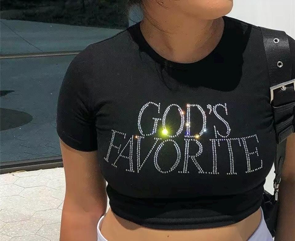 トップス Praying God's Favorite Crop Black God's Favorite Crop Top - Litlookz Studio