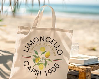 Limoncello Capri Tote Bag: Italian Lemon Market Shopper