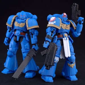 Low Poly Polygon 3D Printed Dynamic Figurines - WH Space Marine Titus
