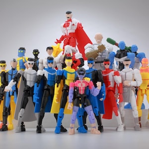 Low Poly Polygon 3D Printed Dynamic Figurines - Omni-man, Invincible, Immortal, RexSplode, Atom Eve