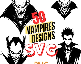 50 Vampire Vector Designs, Gothic Graphics (SVG, PNG)