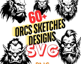 Orc Warrior Sketches, Middle Earth Digital Files (SVG, PNG)