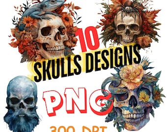 Animal Skulls Gothic PNG Clipart, Halloween Graphics (300 DPI)