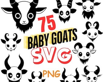 75 Super cute goats, digital designs PVG, 300 DPI transparent background PNG, horns, goatee, pasture, meadow