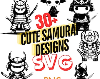 Cute Samurai Clipart, Ninja, Ronin Graphics (SVG, PNG)