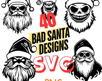 40 Demonic Santa Vector Designs, Scary Christmas Clipart (SVG, PNG)
