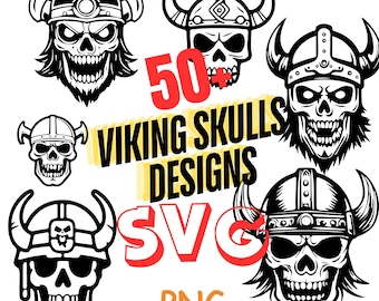 50+ Viking Skull Designs, PNG SVG, Warrior Helmet Graphics (Digital Download)