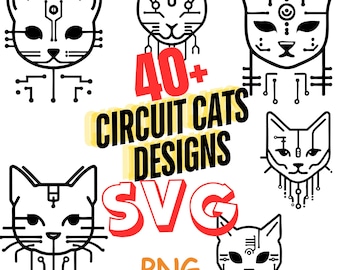 Circuit Cat Vector Designs, 40+ Robot Cyborg Clipart (SVG, PNG)