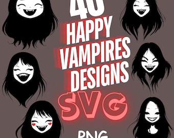 40 super cute Happy Vampires designs, Transylvania, Dracula, blood, 300 DPI PNG, transparent background, SVG