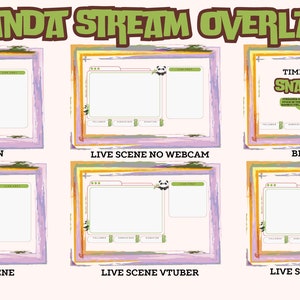 Superposiciones lindas de Panda Twitch, adorables superposiciones de Panda Stream, lindo gráfico de juegos, accesorios de transmisión, lindo tema Panda, paquete de diseño de Twitch