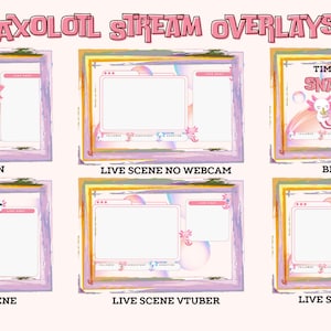 Axolotl Twitch Overlay, Cute Stream Design, Cute Stream Graphics, Streaming Graphics, Streaming Accessories, Adorable Stream Layout