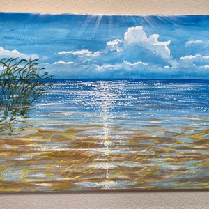 Sun, peace and ocean. Acrylic painting on canvas