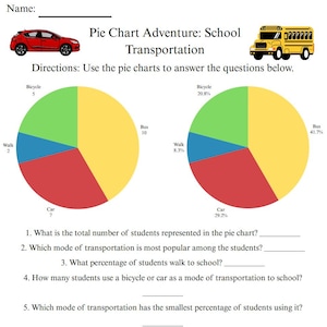 Werkblad cirkeldiagram 2e leerjaar | Analyseer grafieken met cijfers en percentages | Gegevensinterpretatie | Afdrukbare digitale wiskunde-pdf