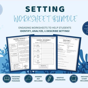 Setting Worksheets 3rd Grade | Reading Comprehension Passages & Graphic Organizers | Identifying Setting with Text Evidence Activities