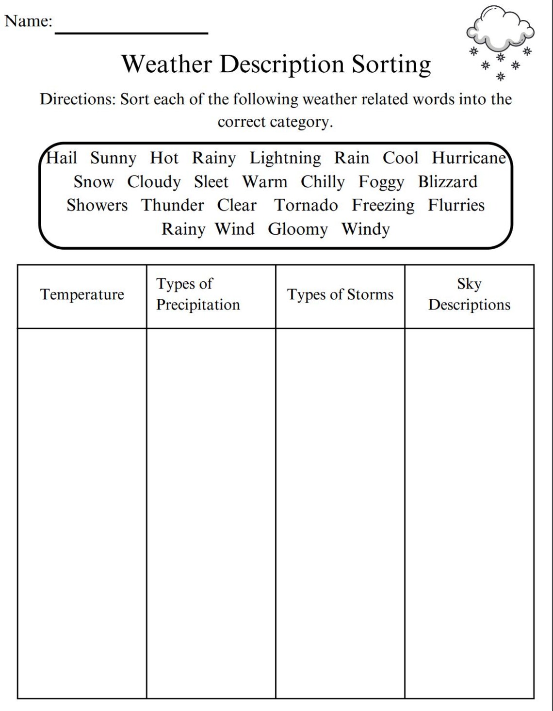 Weather Activity Worksheet Printable Bundle | Weather Vocabulary ...