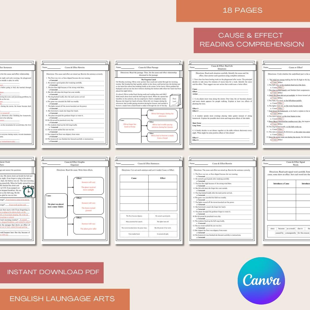 Cause and Effect Worksheets 3rd 4th Grade | Reading Comprehension ...
