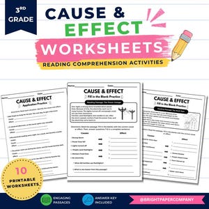 Ursache und Wirkung Arbeitsblätter 3.Klasse | Leseverstehen Passagen & Aktivitäten | Druckbares ELA Arbeitsheft