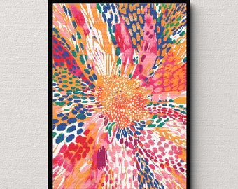 Sunlit Garden Cross Stitch Pattern: Vibrant Floral Abstract (PDF Download)