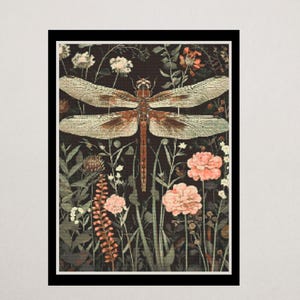 Libelle Kreuzstich Muster PDF | Wildblumen Stickerei | Digitale Natur Strickvorlage | DMC Farben | Sofort Download