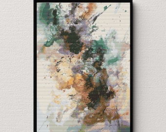 Abstract Greens Cross Stitch Pattern | Modern Needlework (PDF)