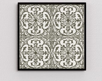 Tile Cross Stitch Pattern – Vintage Ornamental Design (PDF Pattern)