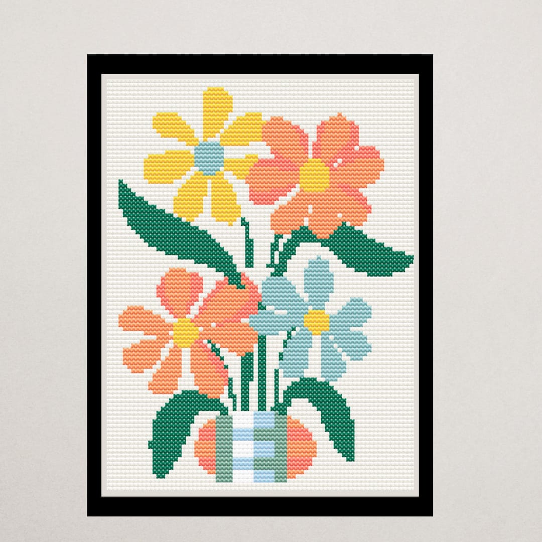 Wildflower Cross Stitch Pattern | Printable Modern Floral Embroidery ...