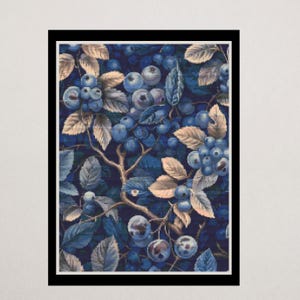 Blaubeer Kreuzstichmuster | Stickdatei Botanische Beere PDF | Vintage Natur Kunst | DMC-Diagramm | Digitaler Download | Cottagecore Wanddekor