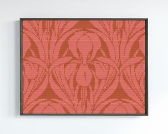 Art Nouveau Floral Cross Stitch Pattern | Vintage Tulip Design (PDF Pattern)