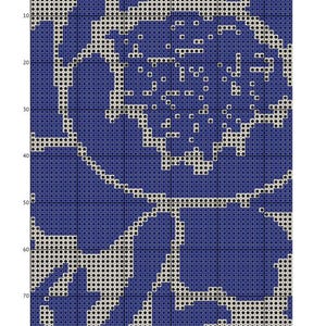 Blue Floral Cross Stitch Pattern | Classic Monochrome Embroidery (PDF ...