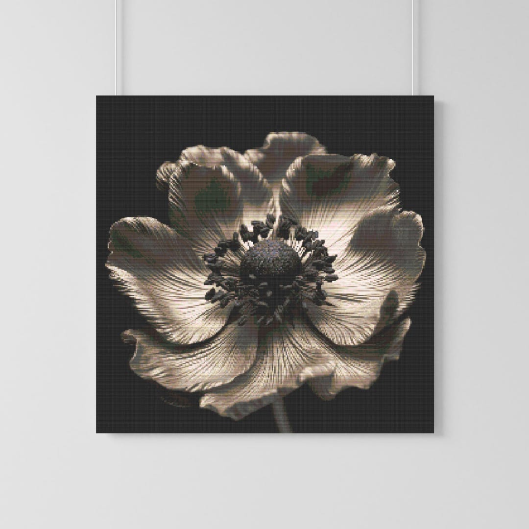 Elegant Anemone Flower Cross Stitch Pattern – Detailed Botanical ...