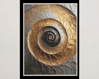 Nautilus Shell Cross Stitch Pattern – Elegant Spiral Embroidery (PDF)
