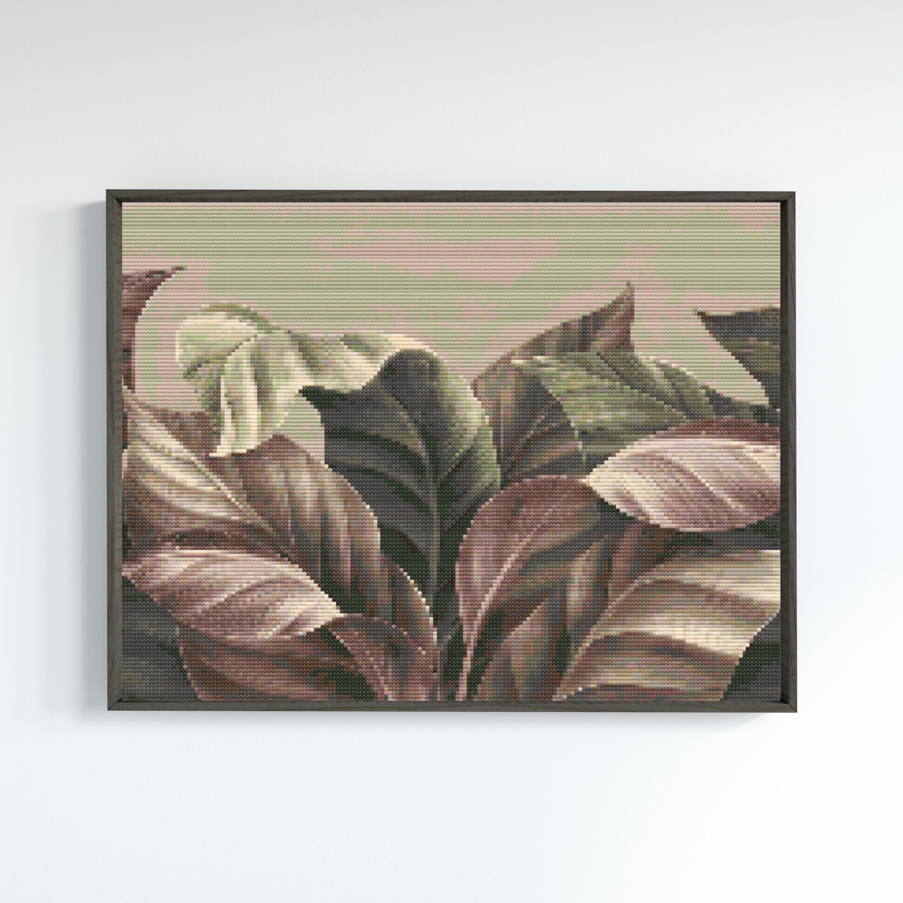 Botanical Leaf Cross Stitch Pattern – Modern Foliage Embroidery (PDF ...