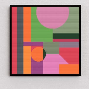 Modern Geometric Abstract Digital Cross Stitch Pattern | Colorful Contemporary Design I Home Decor | Instant Download PDF