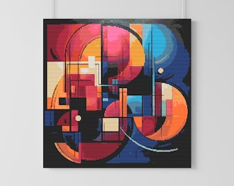 Abstract Geometric Cross Stitch Pattern – Modern Needlework (Digital Download)
