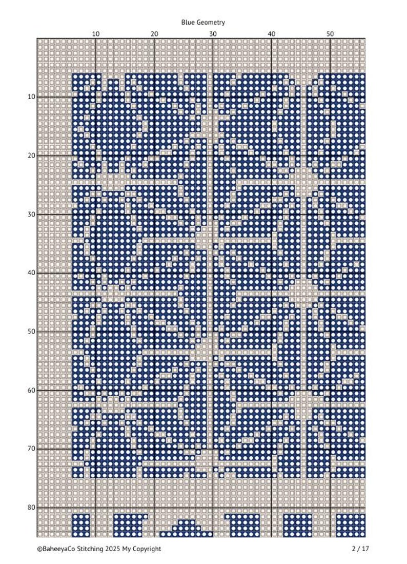 Japanese Sashiko Cross Stitch Pattern | Blue & White Geometric ...